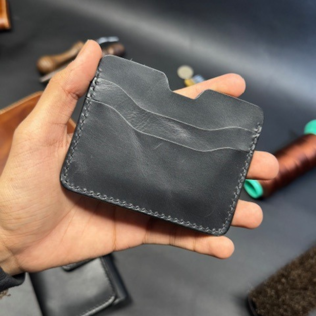 Black Leather Slim Bifold Wallet