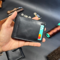 Classic Black Leather Bi-Fold Wallet/ Money Clip