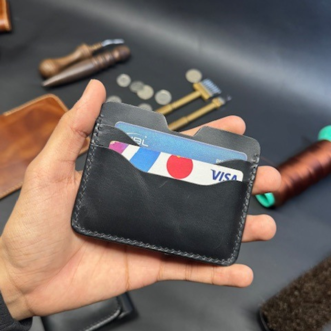 Black Leather Slim Bifold Wallet