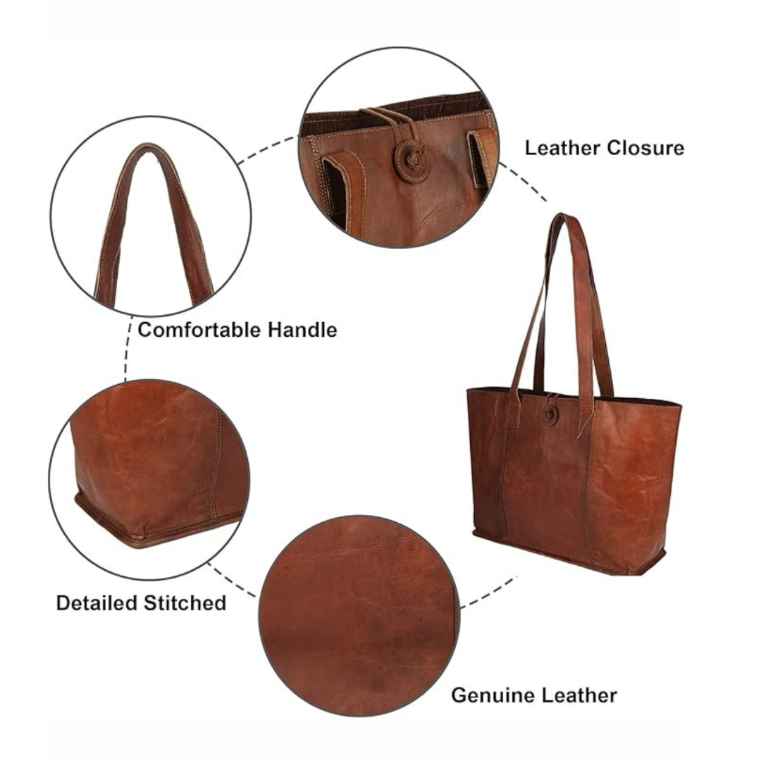 Heritage Brown Leather Tote Bag