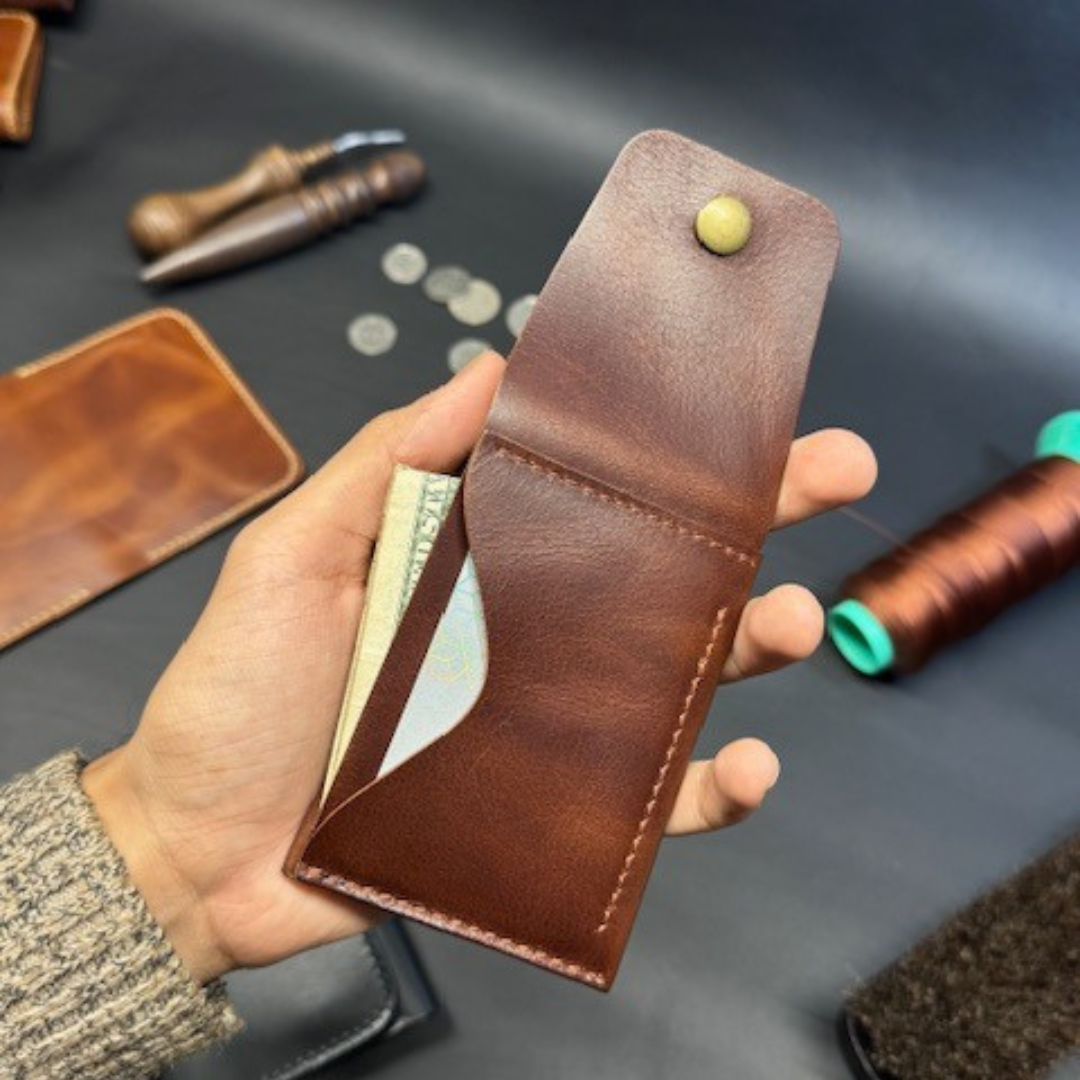 Brown Leather Minimal Card Wallet