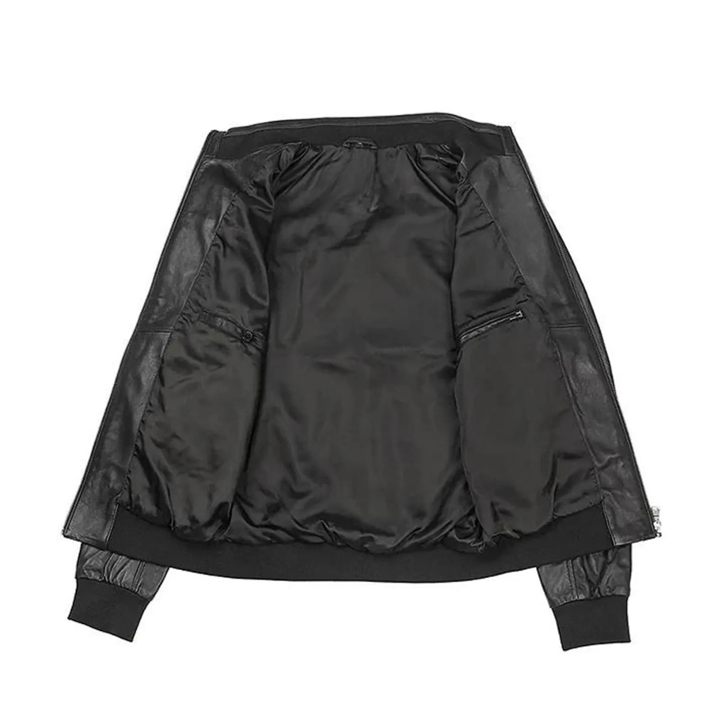 Shadow Crest Leather Bomber Jacket