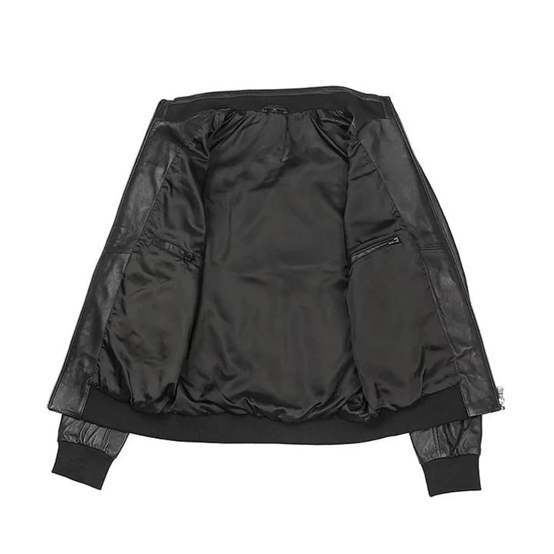 Shadow Crest Leather Bomber Jacket