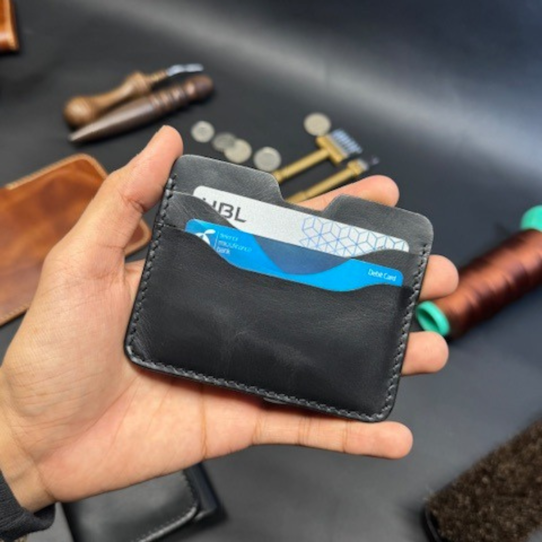 Black Leather Slim Bifold Wallet