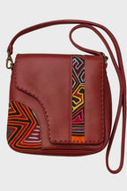 Maroon Printed Crossbody Bag
