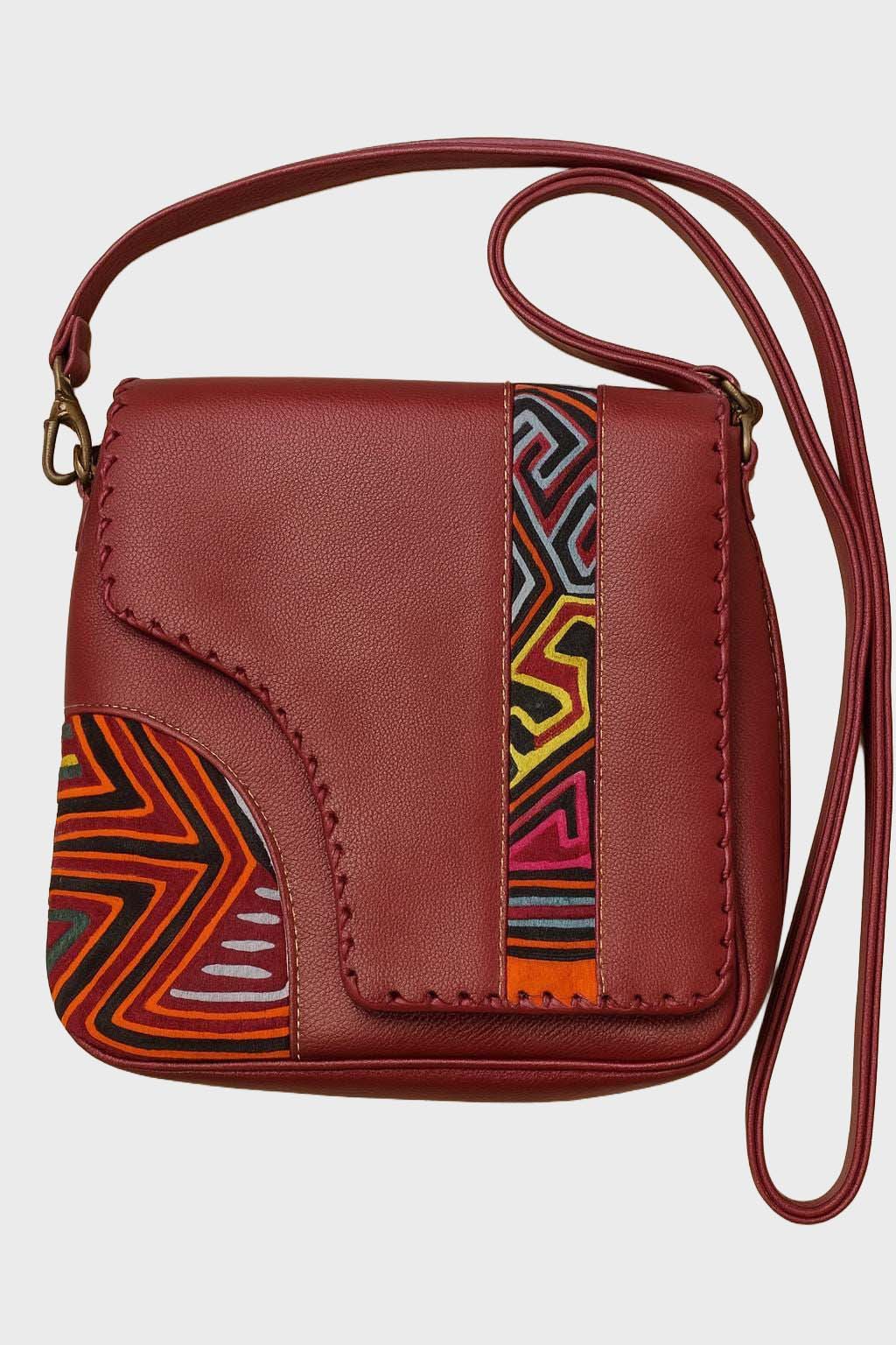 Maroon Printed Crossbody Bag