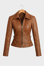 Amberline Women’s Slim-Fit Leather Jacket