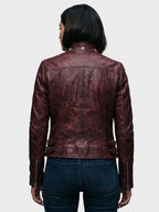 Crimson Vale Women’s Long Leather Coat