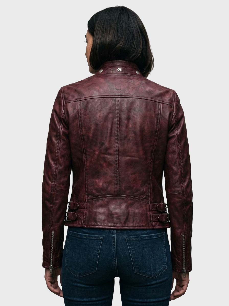 Crimson Vale Women’s Long Leather Coat