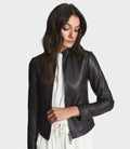 Noir Luxe Women’s Leather Coat with Fur Trim