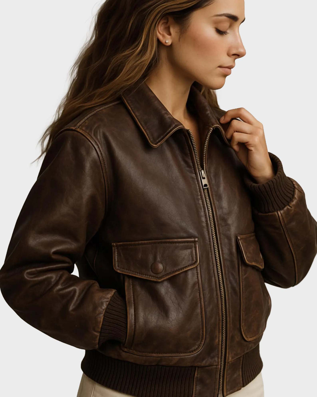 Women’s Heritage Dark Brown Leather Pilot Bomber Jacket