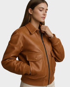 Women’s Heritage Dark Brown Leather Pilot Bomber Jacket