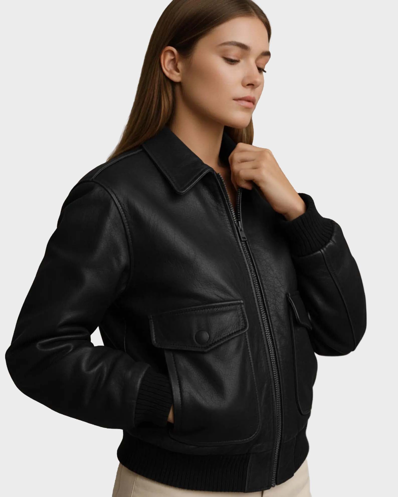 Women’s Heritage Dark Brown Leather Pilot Bomber Jacket