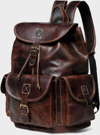 Heritage Distressed Brown Handcrafted Multi-Pocket Leather Backpack