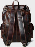 Heritage Distressed Brown Handcrafted Multi-Pocket Leather Backpack