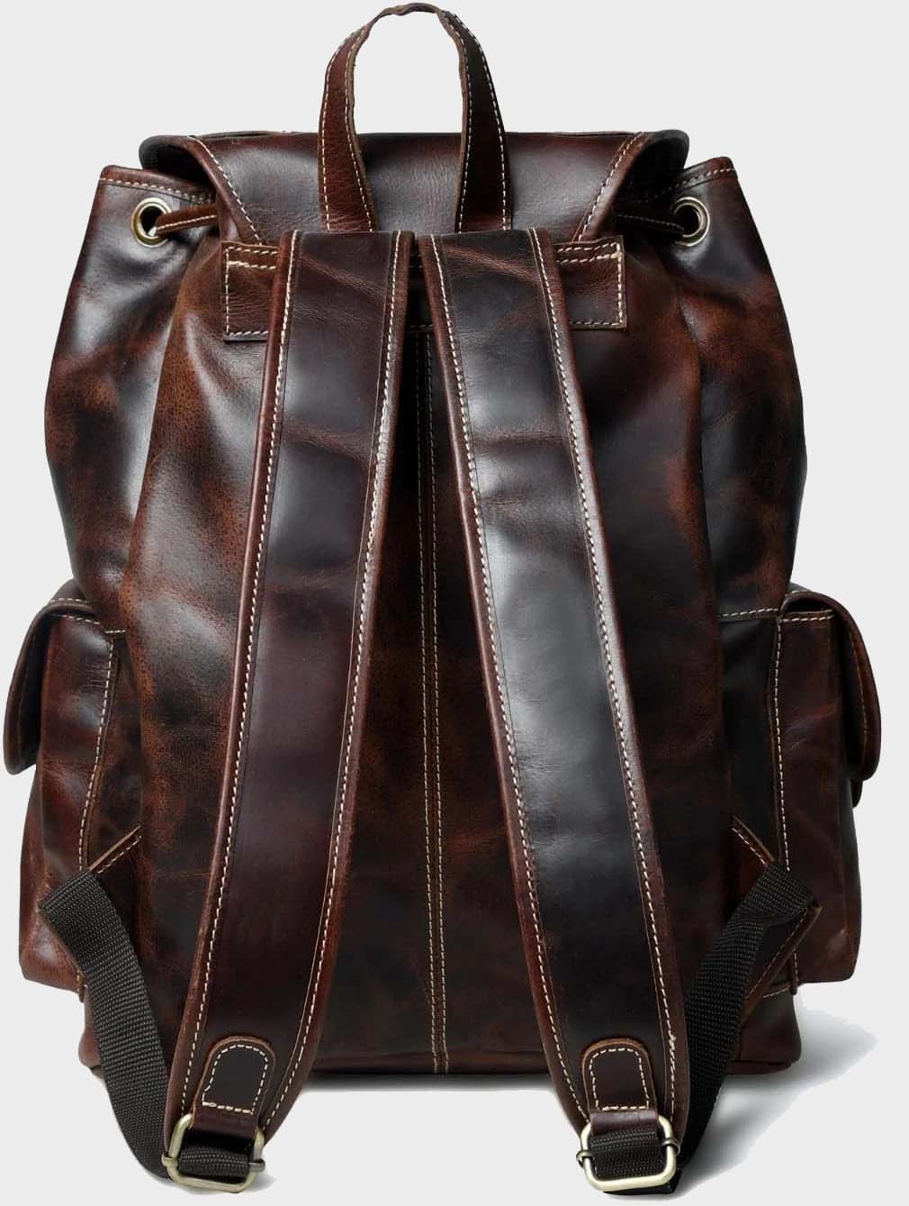 Heritage Distressed Brown Handcrafted Multi-Pocket Leather Backpack
