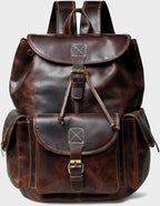 Heritage Distressed Brown Handcrafted Multi-Pocket Leather Backpack