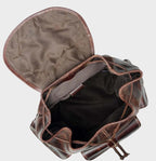 Heritage Distressed Brown Handcrafted Multi-Pocket Leather Backpack