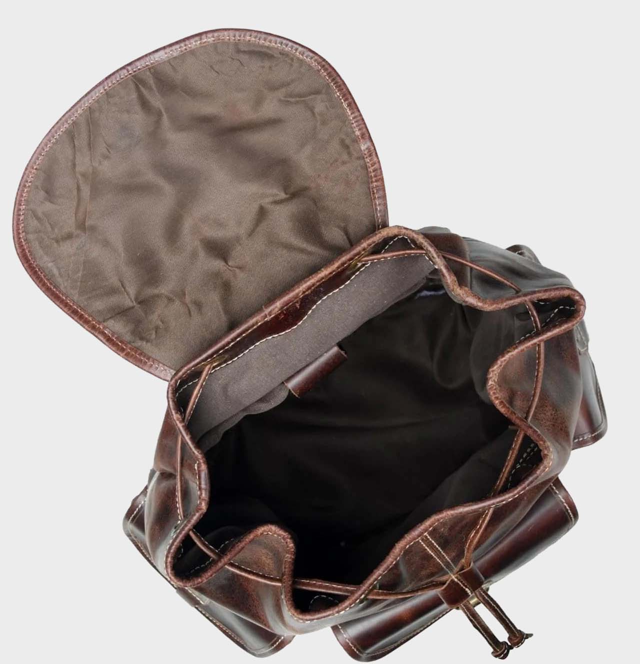 Heritage Distressed Brown Handcrafted Multi-Pocket Leather Backpack