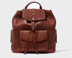 Heritage Cocoa Pebbled Leather Drawstring Backpack