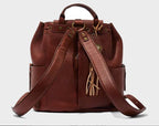 Heritage Cocoa Pebbled Leather Drawstring Backpack