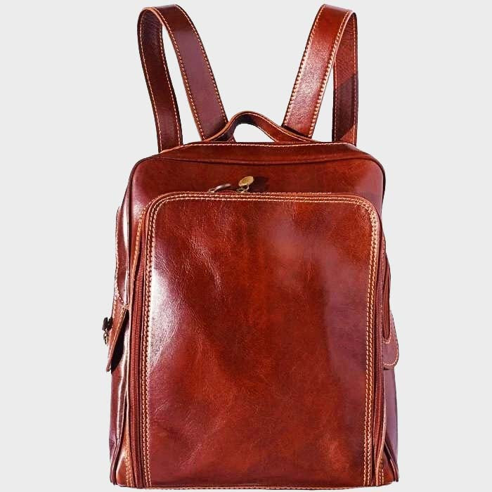 Heritage Tan Handcrafted Genuine Leather Travel Backpack