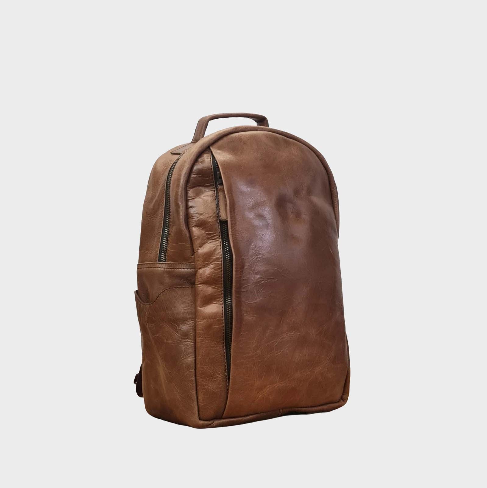 Heritage Oak Handcrafted Genuine Leather Commuter Backpack