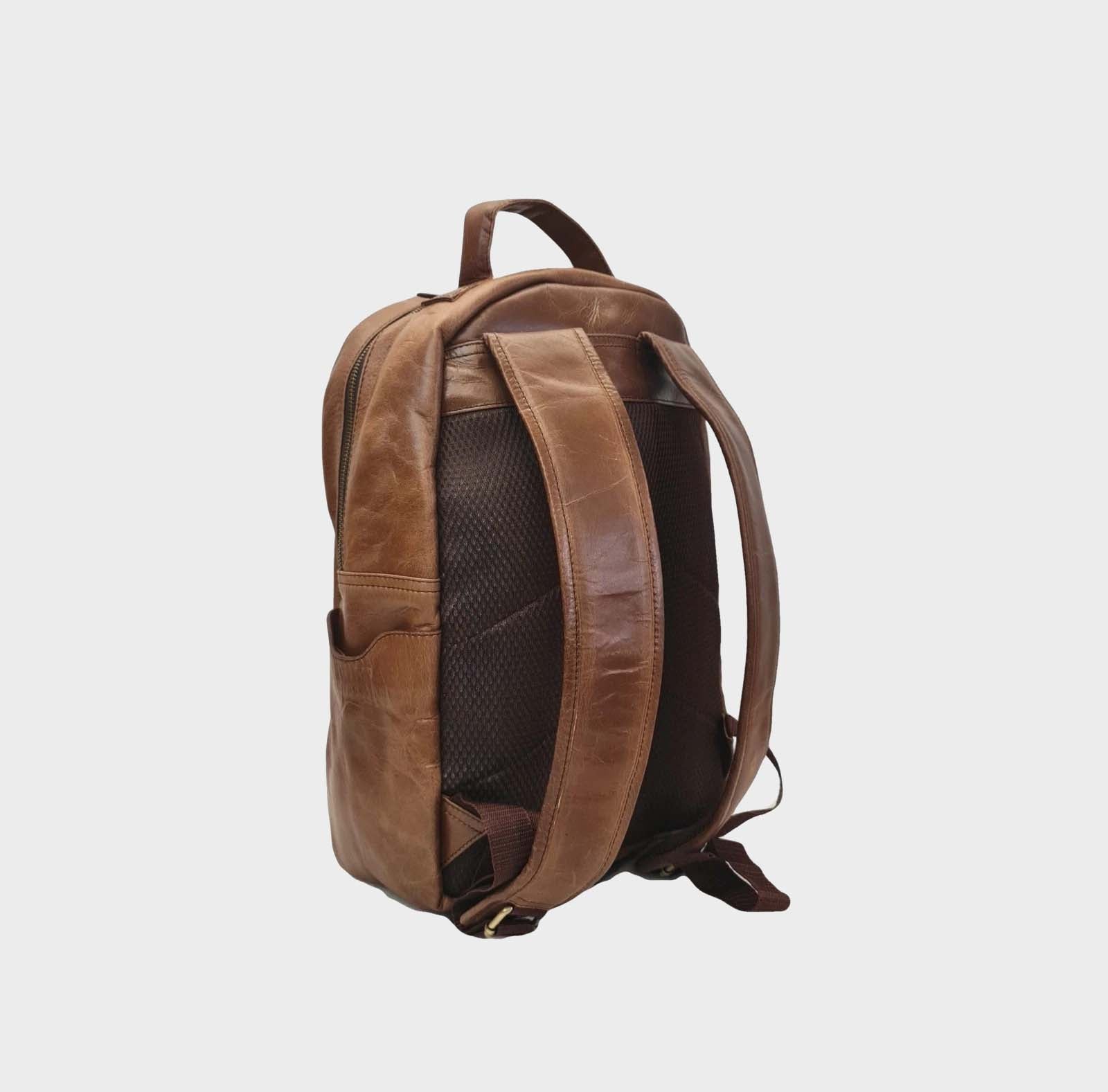 Heritage Oak Handcrafted Genuine Leather Commuter Backpack