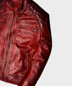 Men’s Stealth Black Grain-Textured Leather Moto Jacket