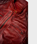Men’s Stealth Black Grain-Textured Leather Moto Jacket