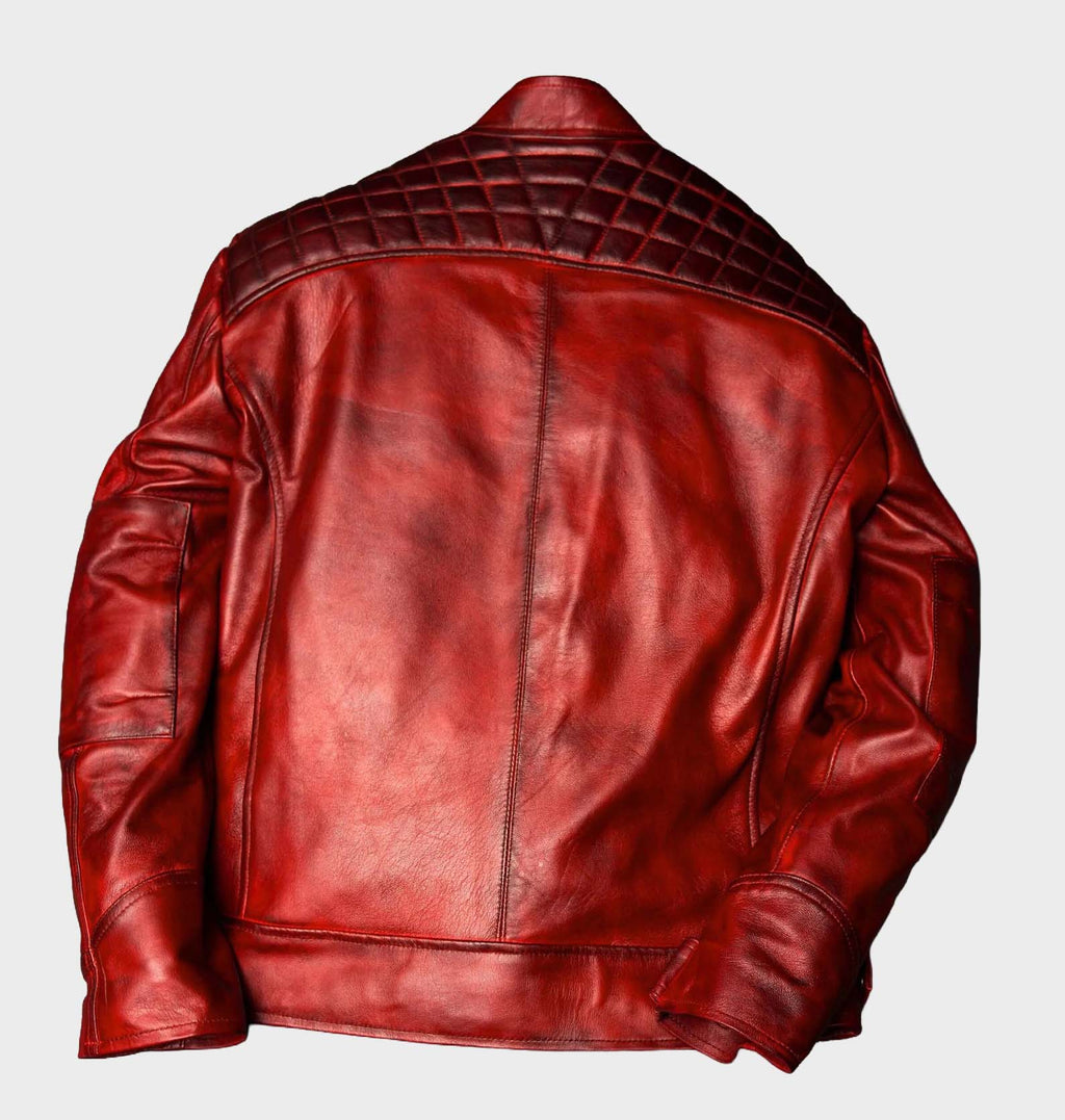 Men’s Stealth Black Grain-Textured Leather Moto Jacket