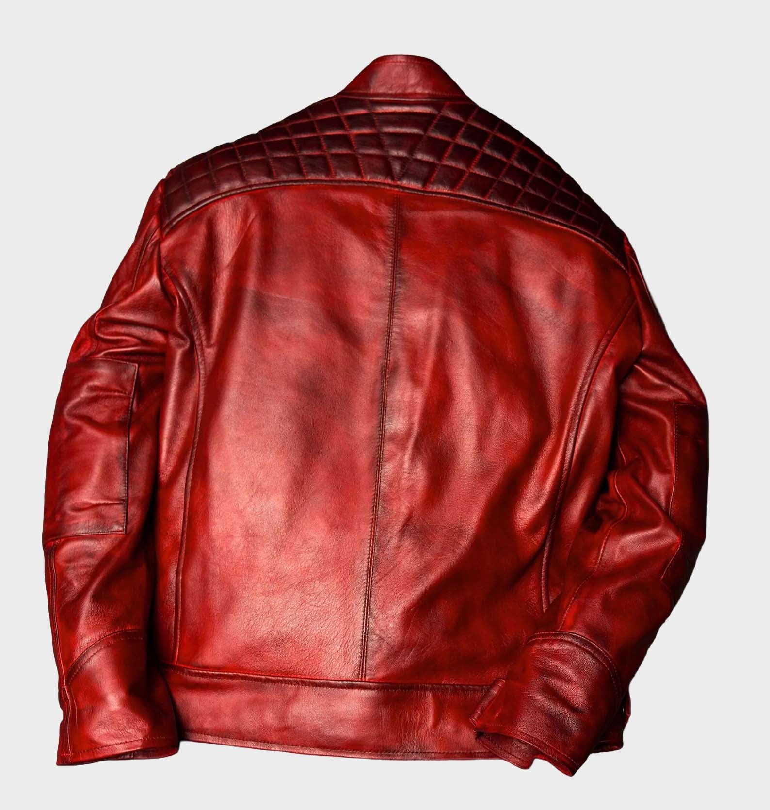 Men’s Stealth Black Grain-Textured Leather Moto Jacket