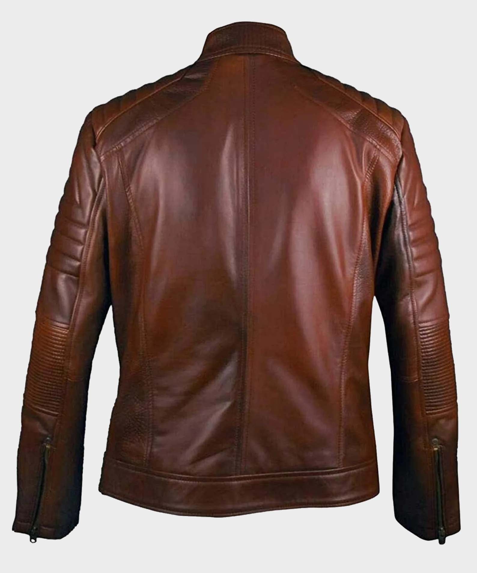 Men’s Stealth Black Slim-Fit Genuine Leather Moto Jacket