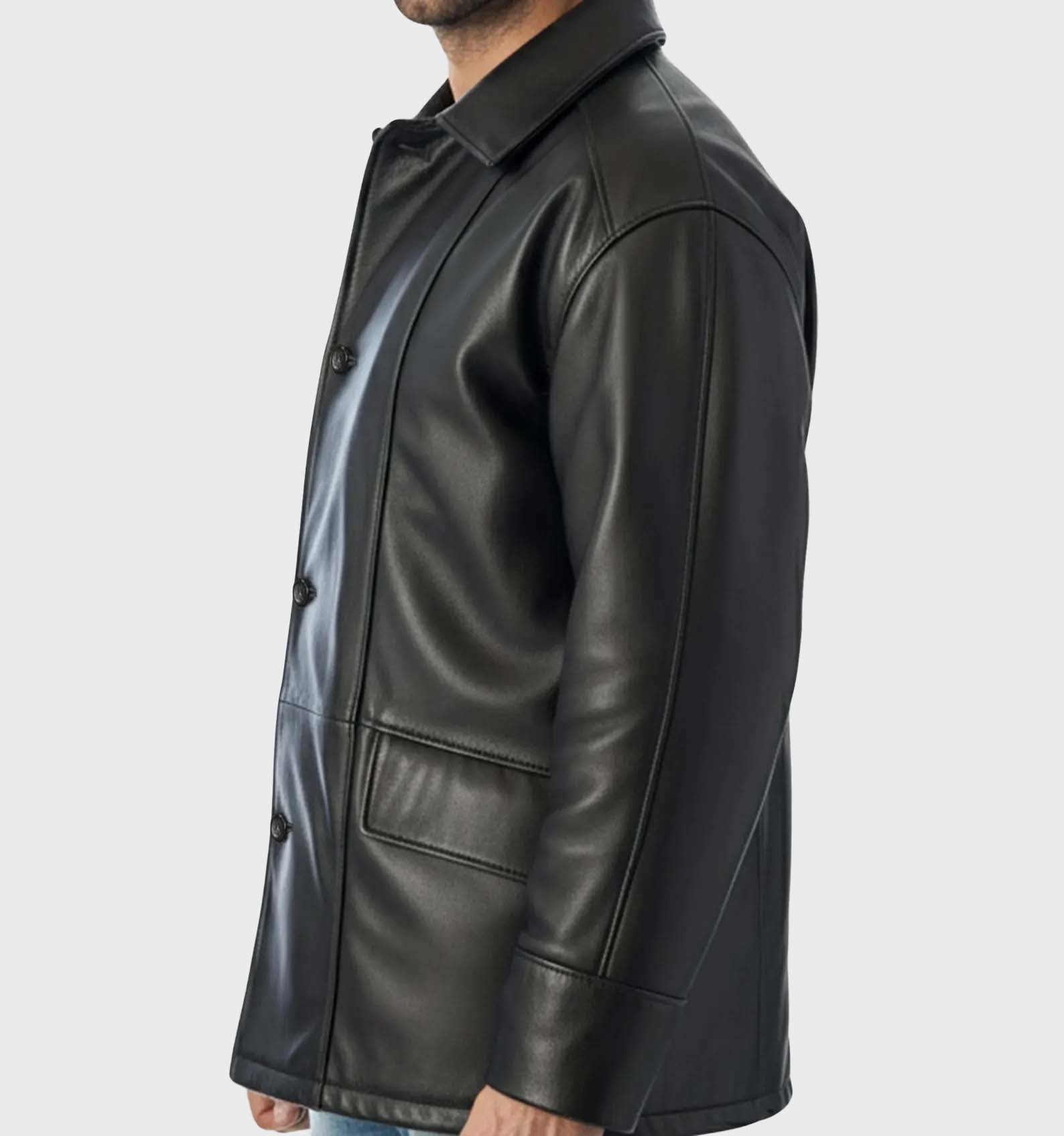 Men’s Stealth Genuine Leather Cafe Racer Jacket