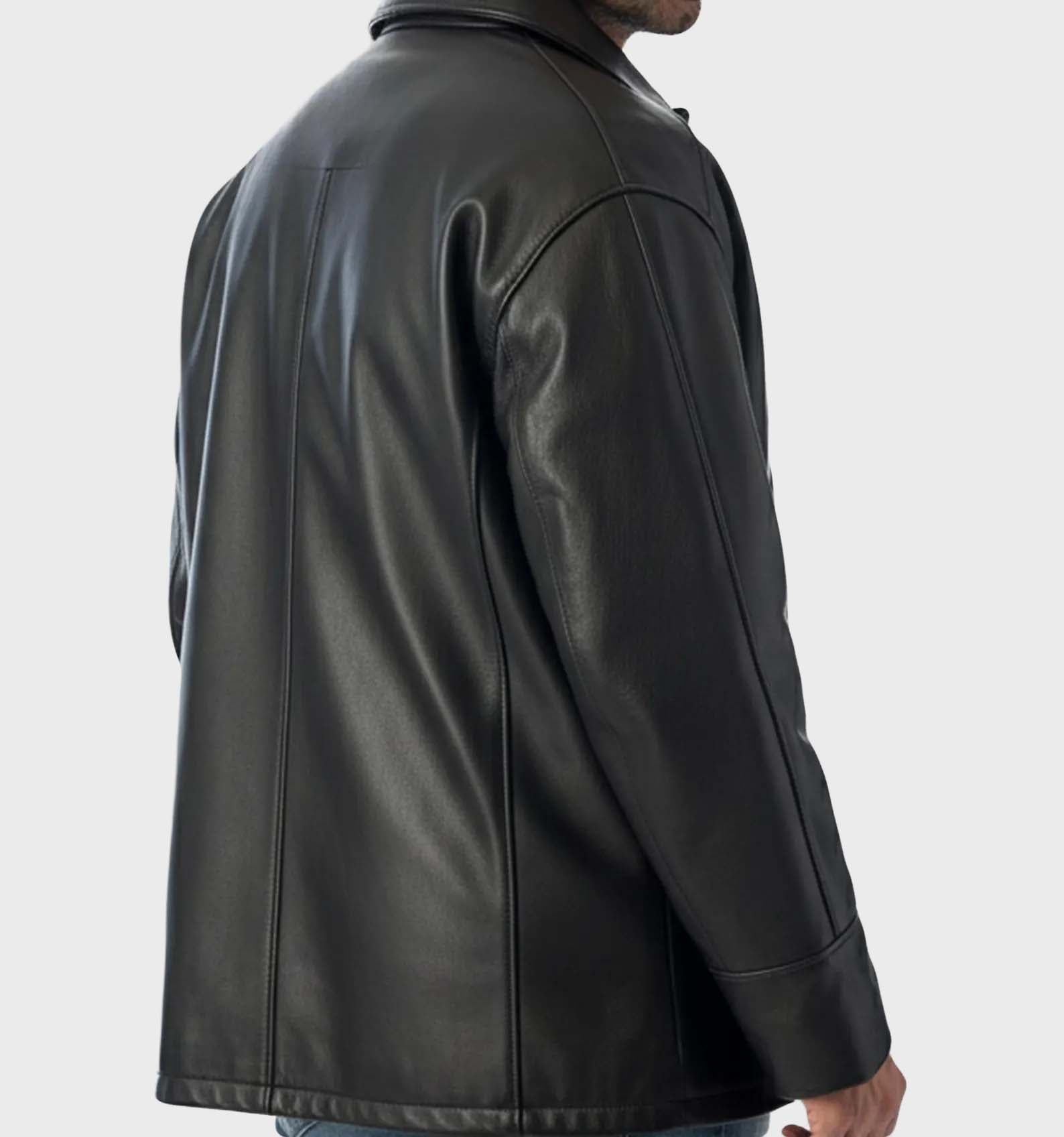 Men’s Stealth Genuine Leather Cafe Racer Jacket