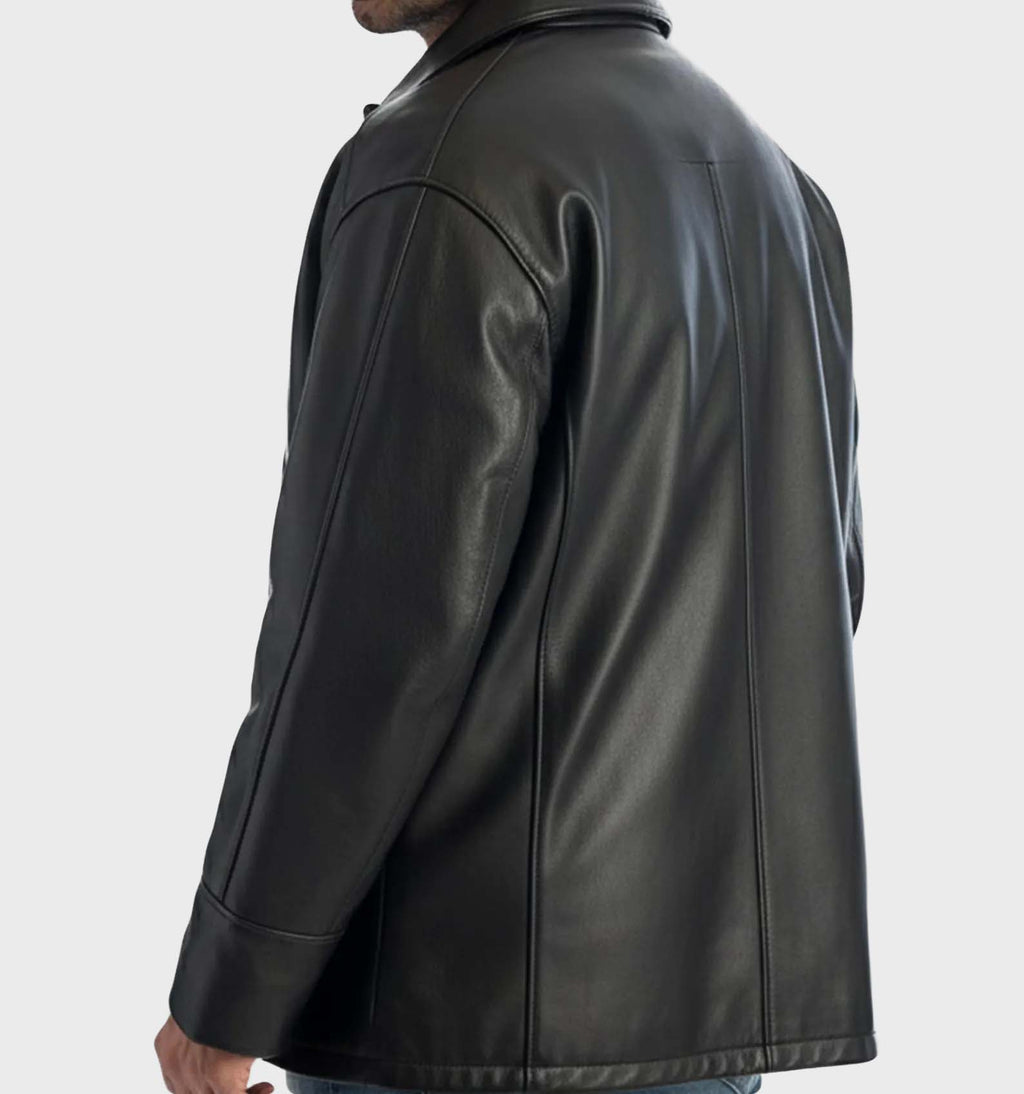Men’s Stealth Genuine Leather Cafe Racer Jacket