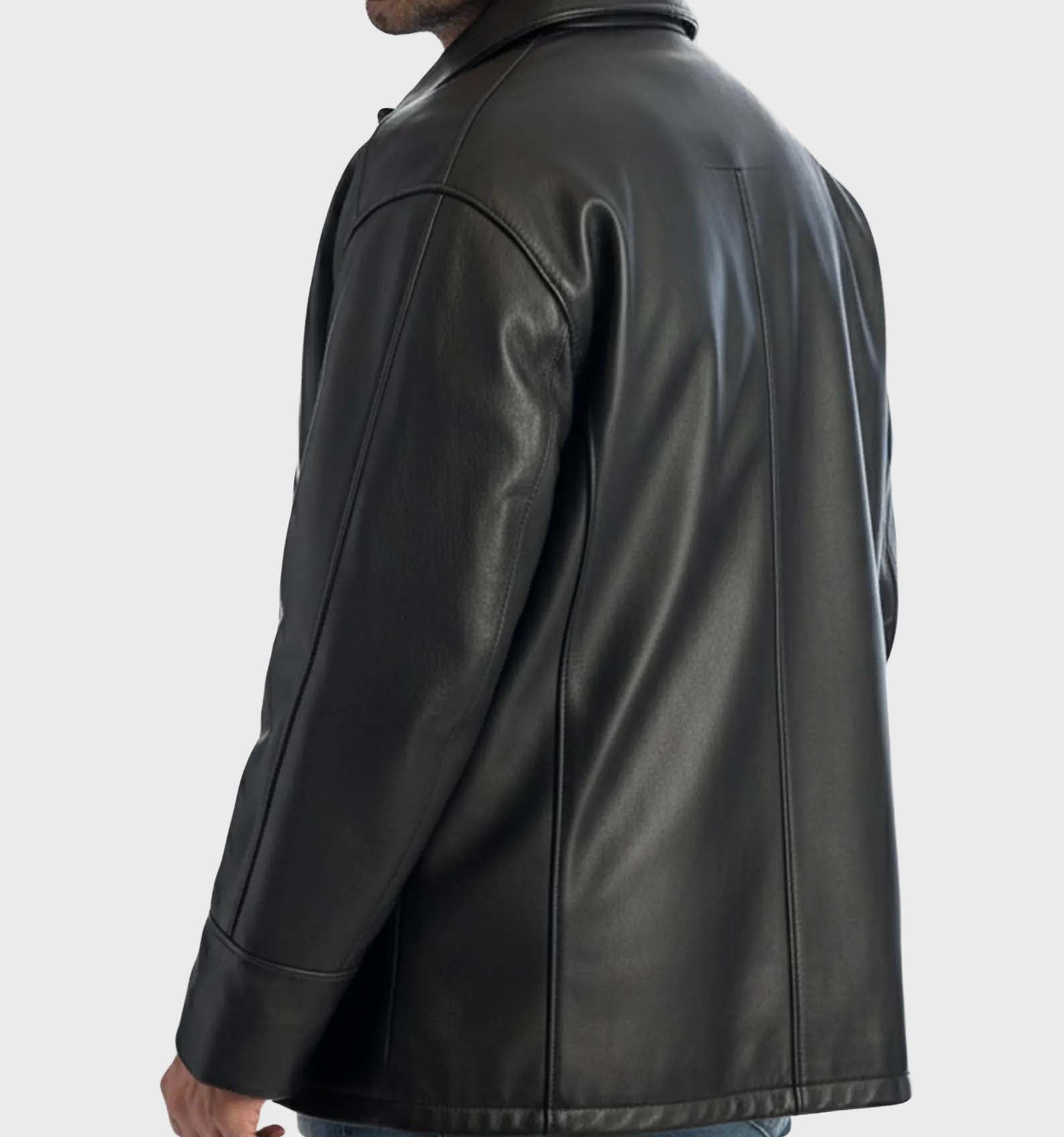 Men’s Stealth Genuine Leather Cafe Racer Jacket