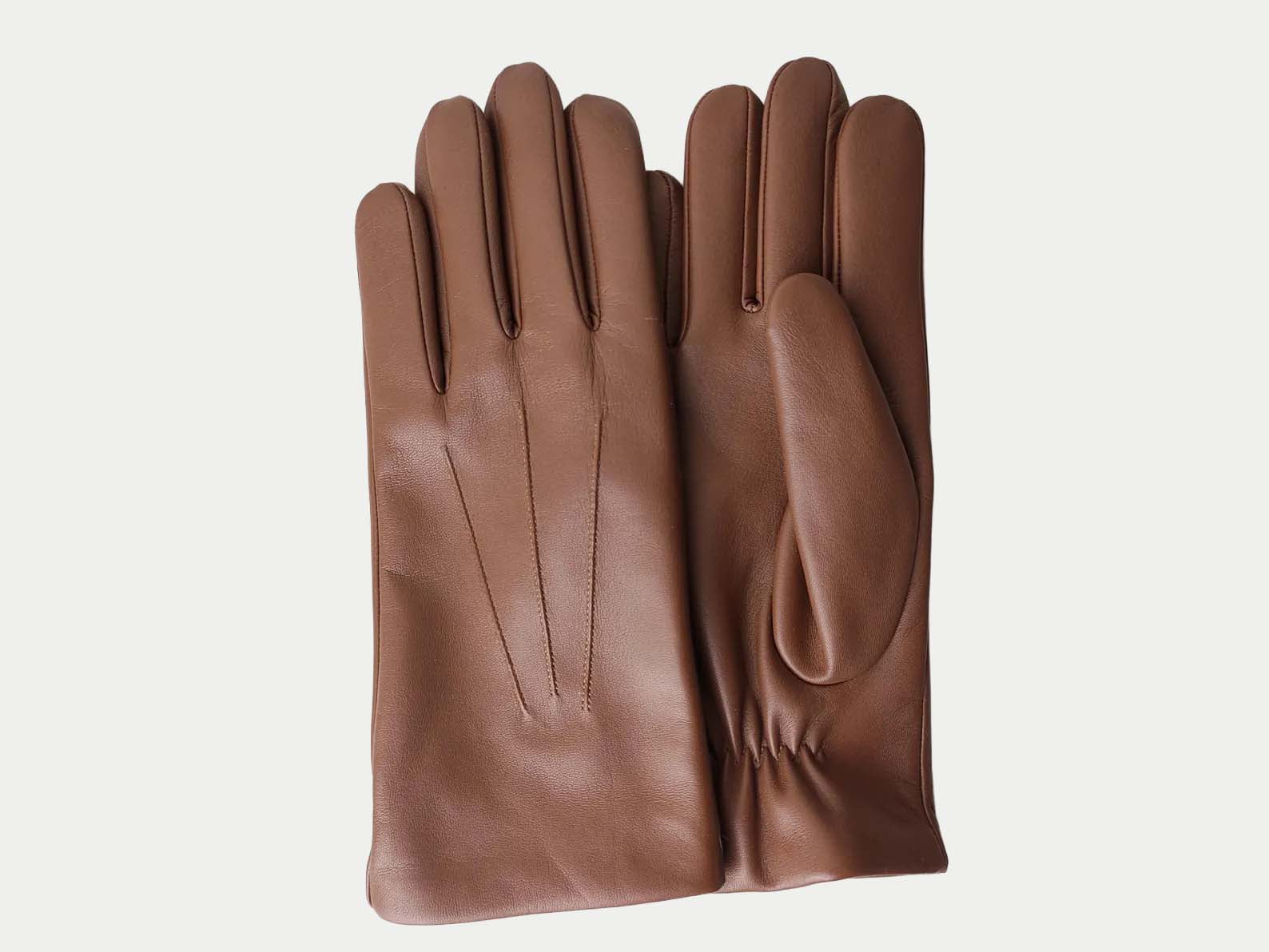 Saffron Heritage Cashmere-Lined Leather Gloves