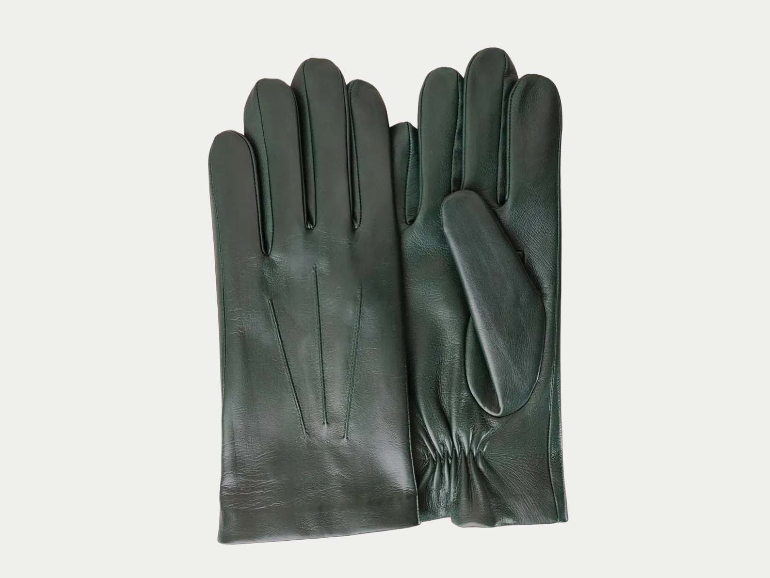 Saffron Heritage Cashmere-Lined Leather Gloves