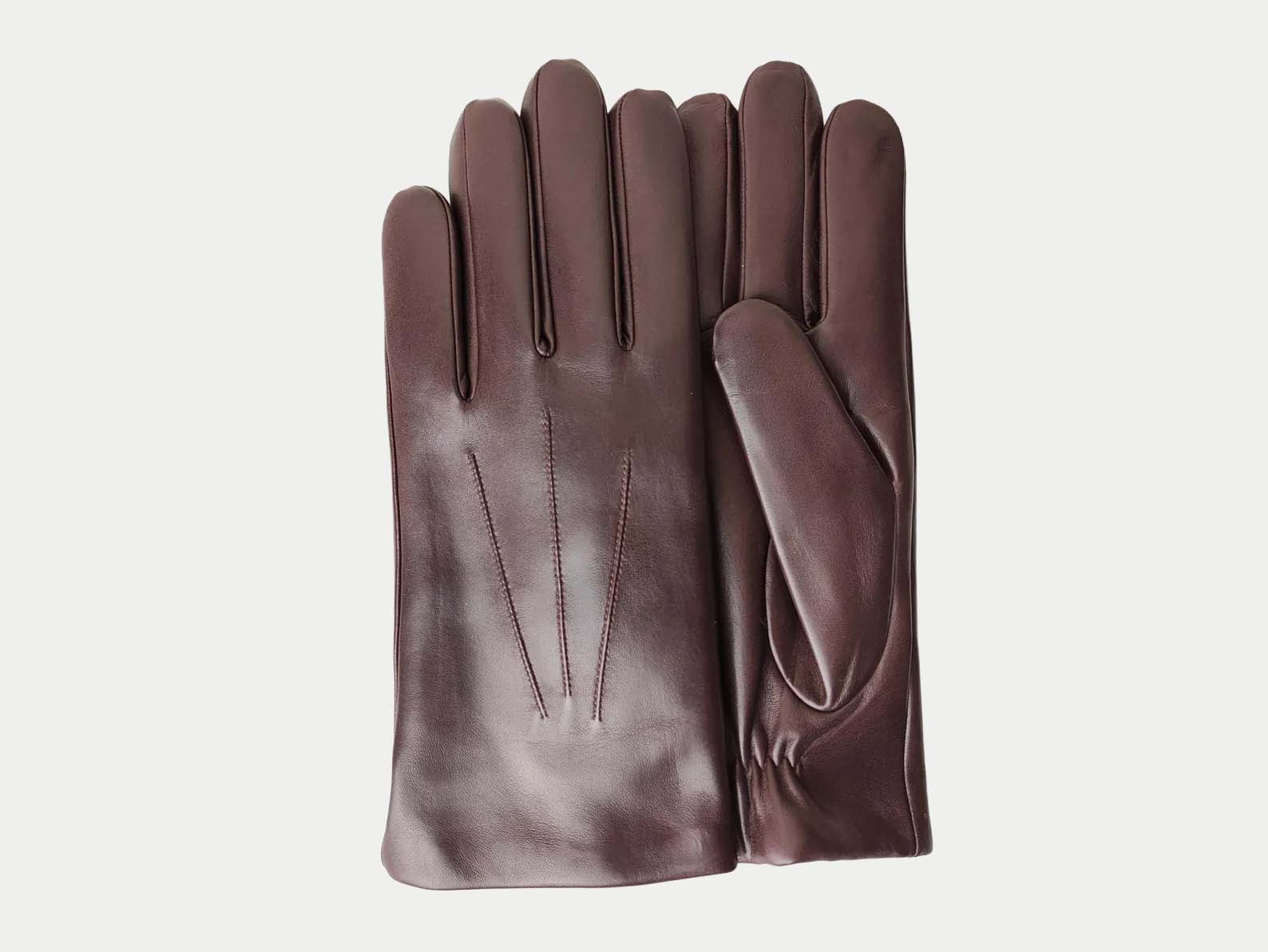 Saffron Heritage Cashmere-Lined Leather Gloves