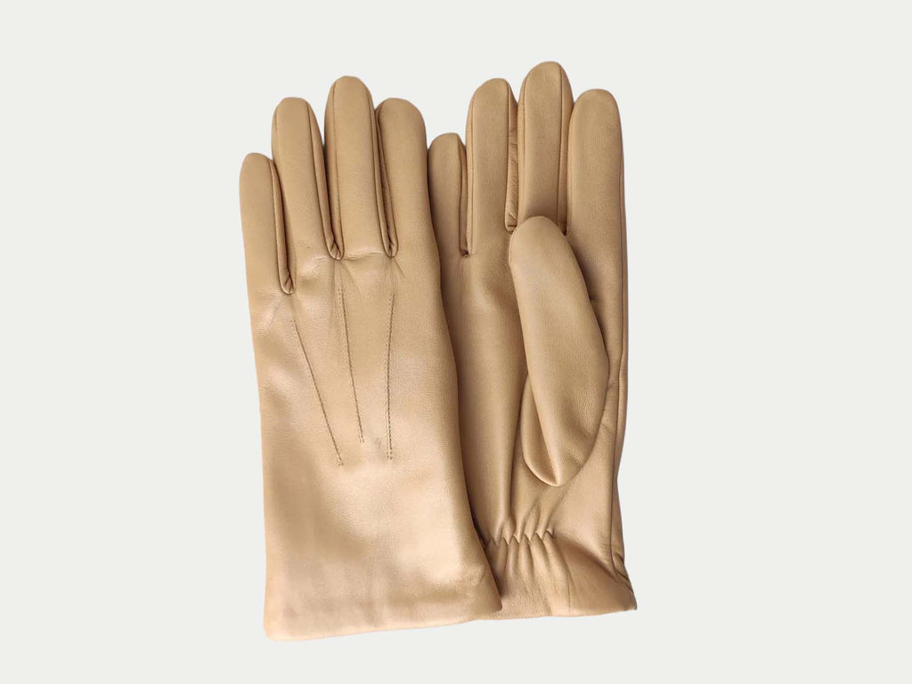 Saffron Heritage Cashmere-Lined Leather Gloves