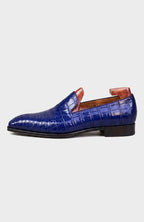Royal Blue Croc Pattern Loafer Shoes