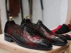 Onyx Croc-Embossed Single Monk Strap Shoes