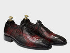 Crimson Nocturne Crocodile-Embossed Oxfords