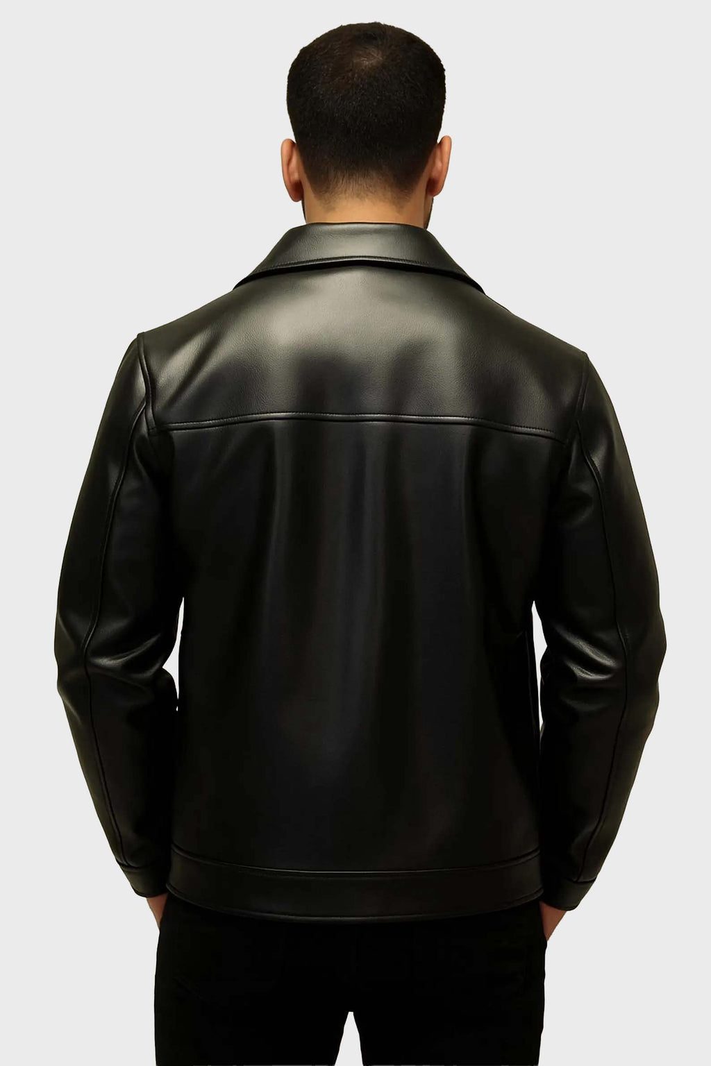 Men's Genuine Tan Leather Racer Biker Jacket