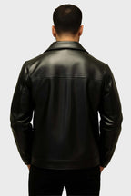 Men's Genuine Tan Leather Racer Biker Jacket