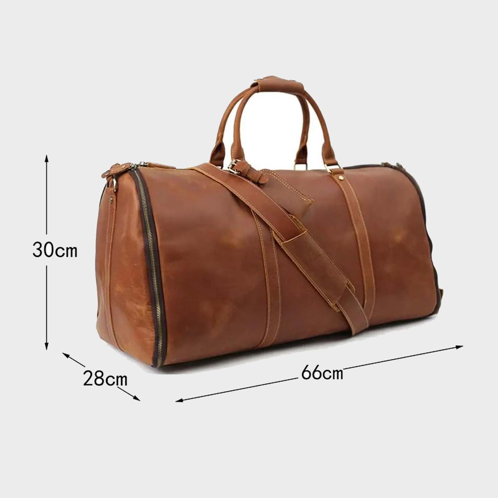 Leather Duffle Bag with Garment Carrier
