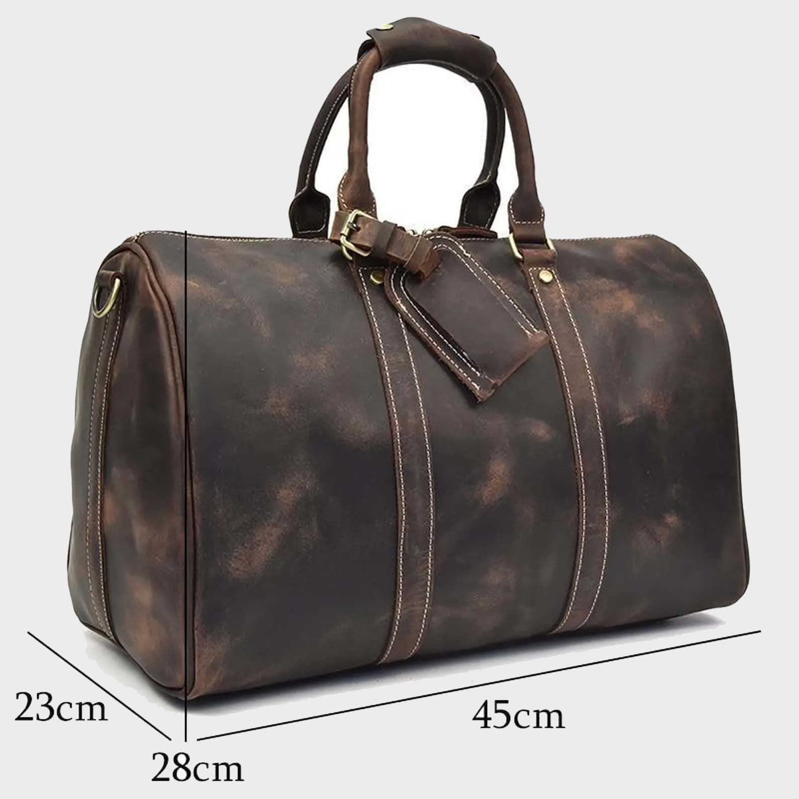 Men's Vintage Crazy Horse Leather Duffle Bag