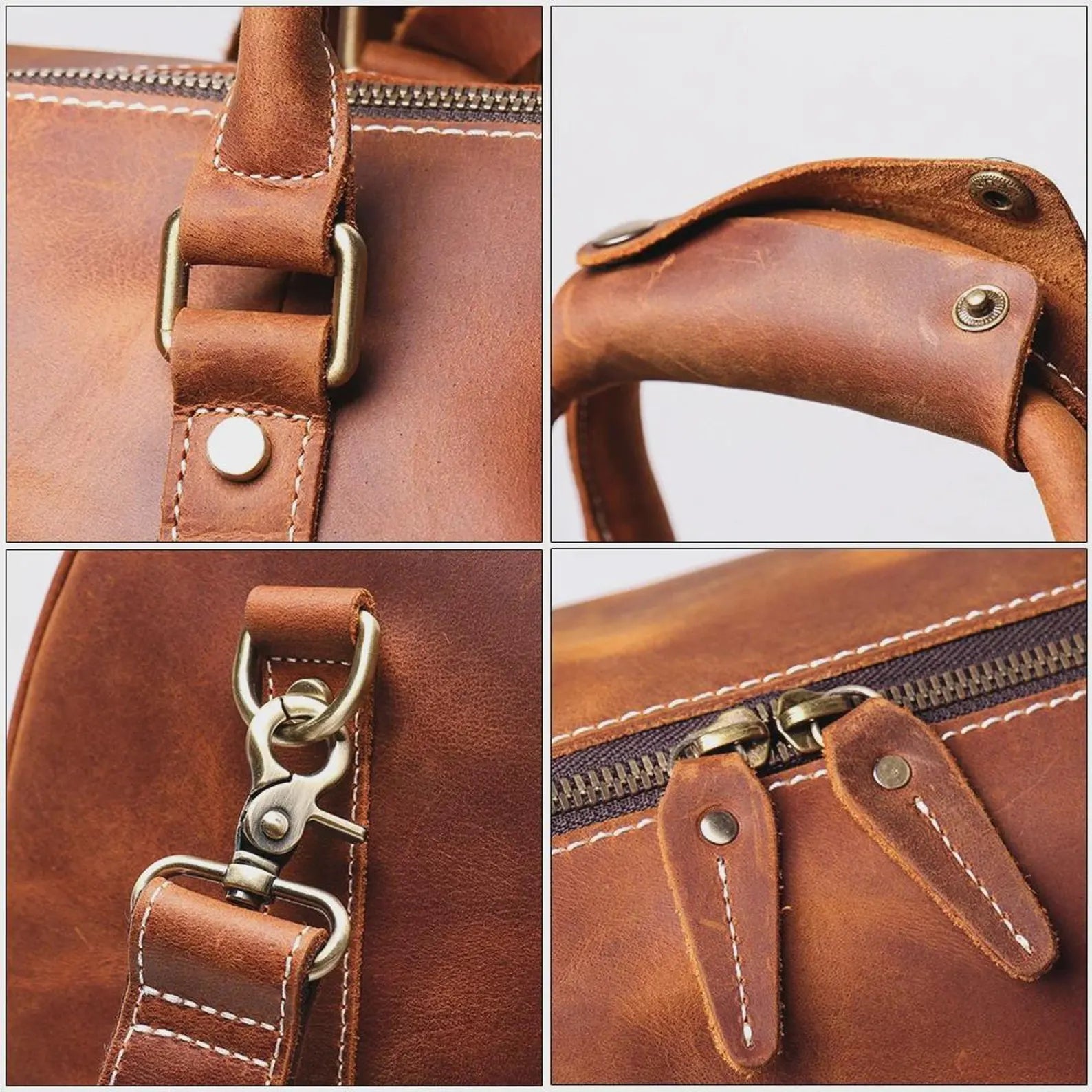 Men's Vintage Crazy Horse Leather Duffle Bag