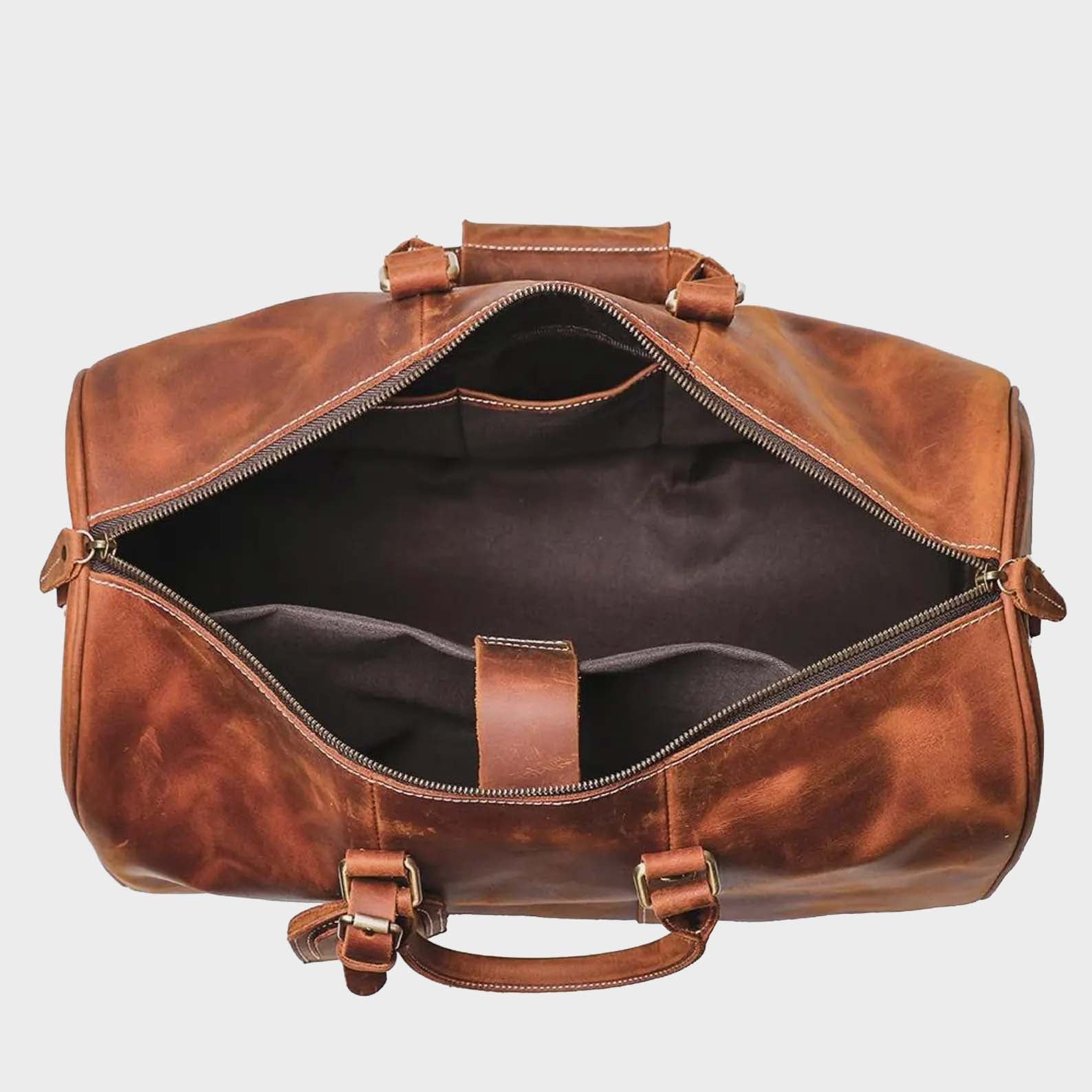 Men's Vintage Crazy Horse Leather Duffle Bag